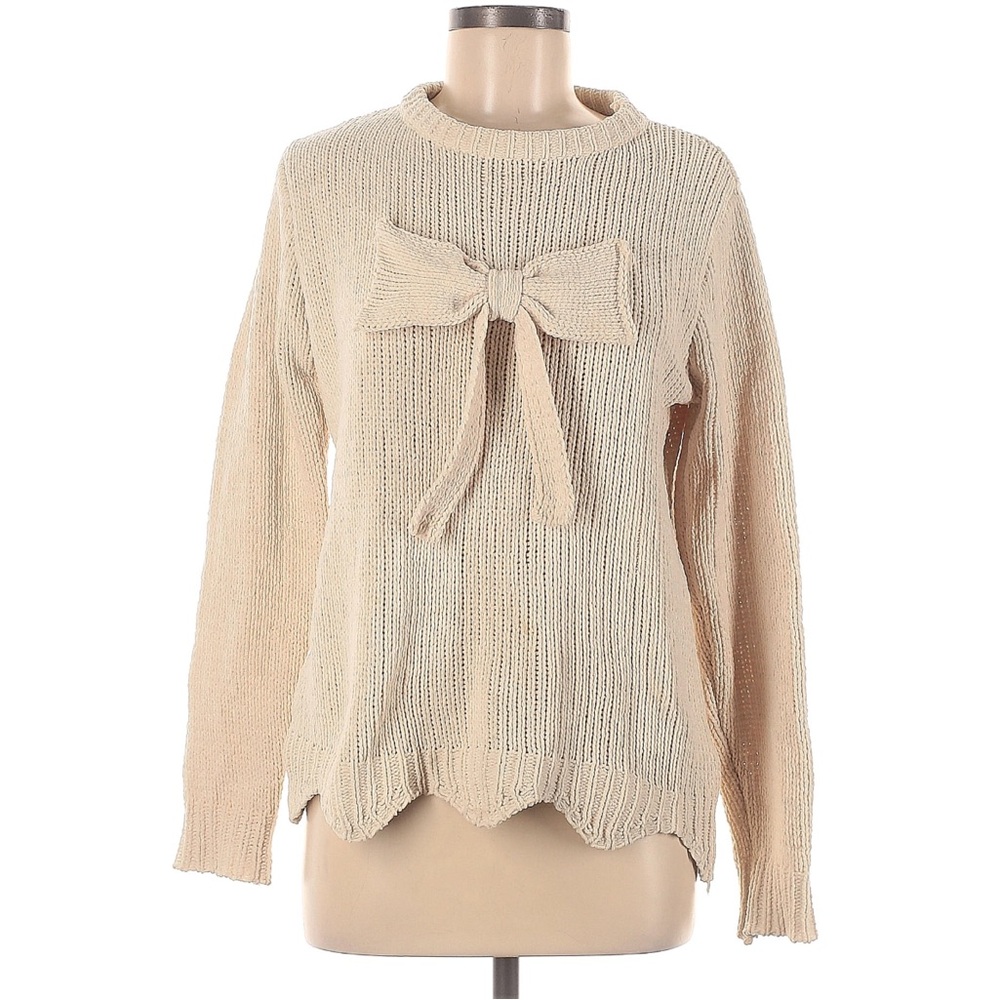 Compania Fantastica Cream Bow Knit Sweater